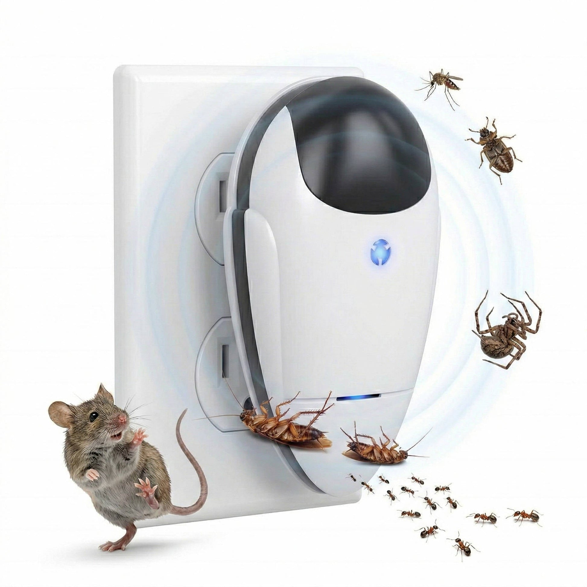 Répulsif ultrasonique à brancher contre cafards, rongeurs, souris, insectes, moustiques, araignées et fourmis