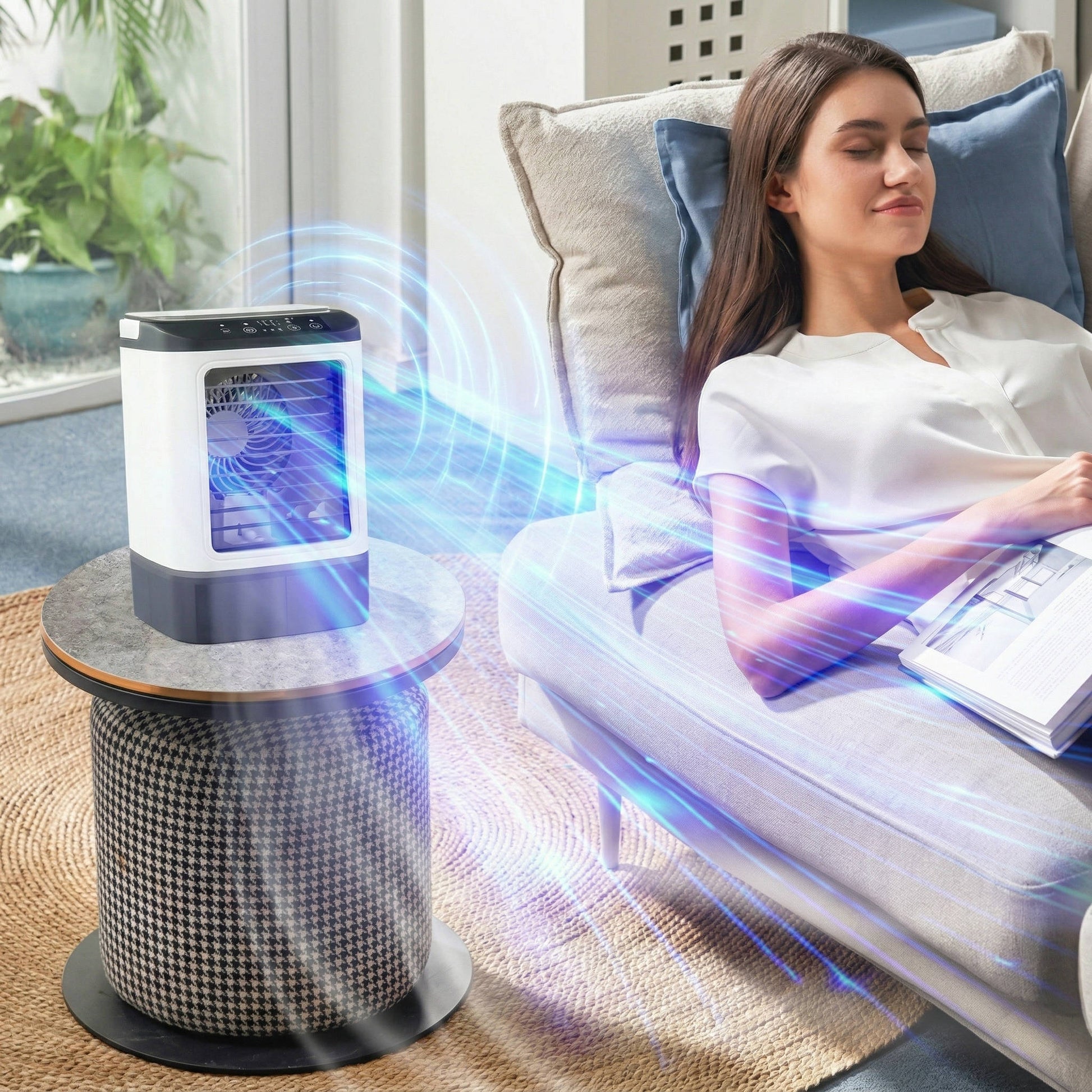 Climatiseur portable, refroidisseur à évaporation à refroidissement rapide et 3 vitesses