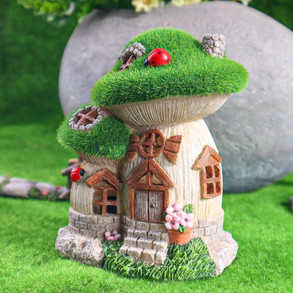 MUSHLORA – Solar Mushroom House Sculpture for Magical Garden Decoration