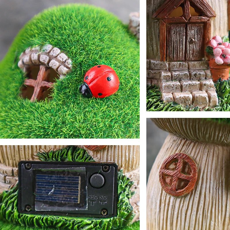 MUSHLORA – Solar Mushroom House Sculpture for Magical Garden Decoration