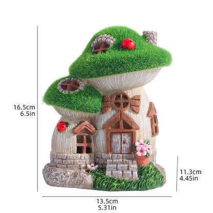 MUSHLORA – Solar Mushroom House Sculpture for Magical Garden Decoration