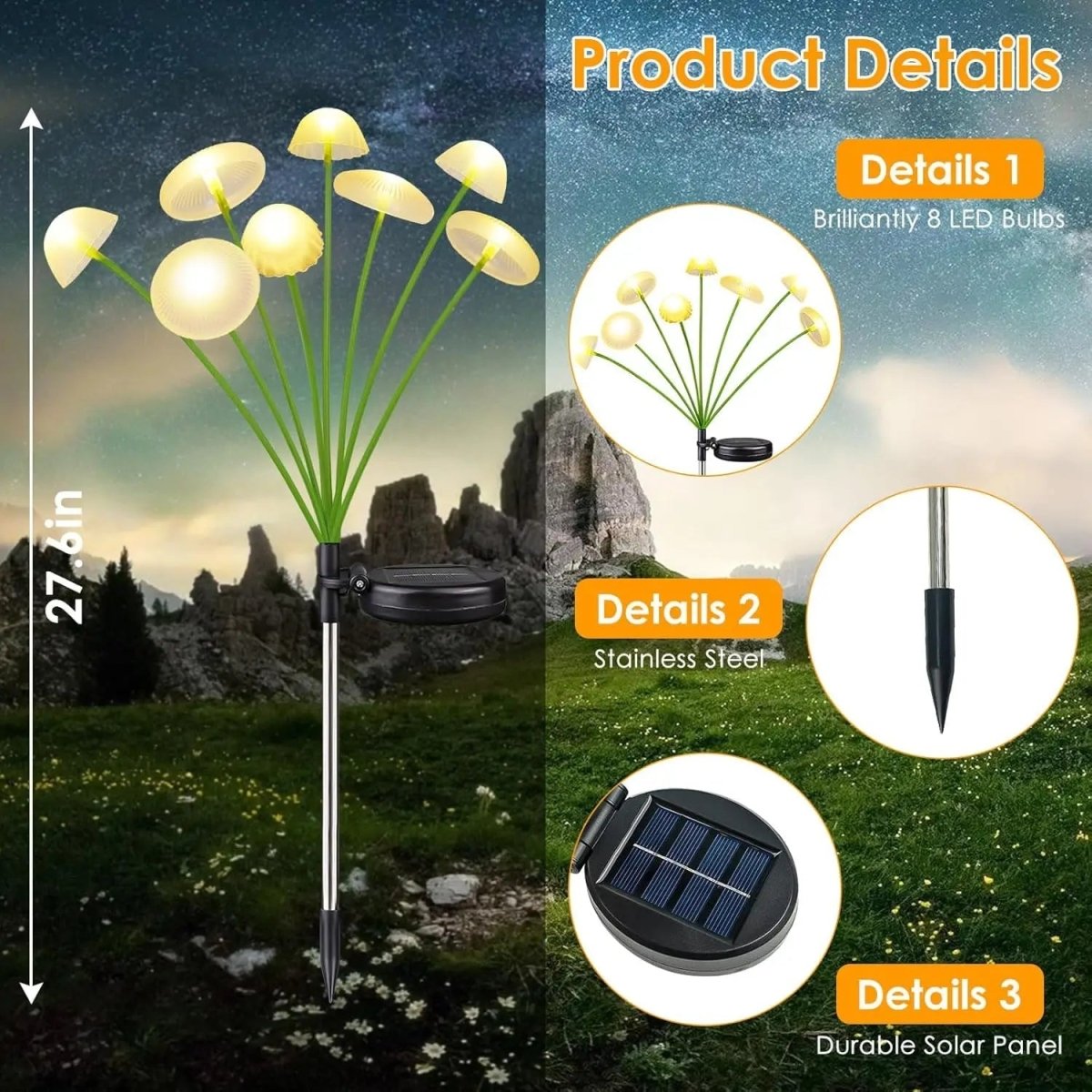 GARTENPERLE – Solar Jellyfish Mushroom Garden Light