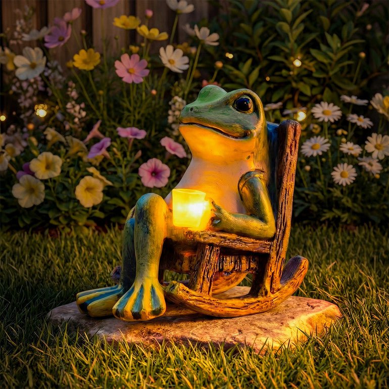 LEUCHTFROSCH – Solar garden figure with automatic light for atmospheric outdoor lighting
