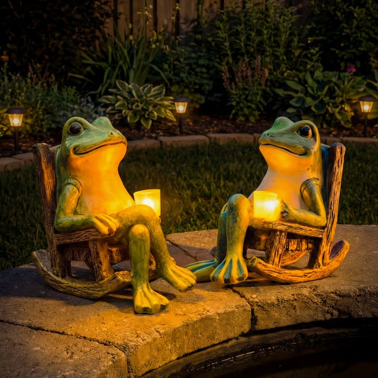 LEUCHTFROSCH – Solar garden figure with automatic light for atmospheric outdoor lighting