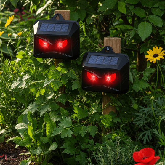 ECOREPEL – 2-Piece Set Solar Ultrasonic Animal Repellent for Garden & Outdoors