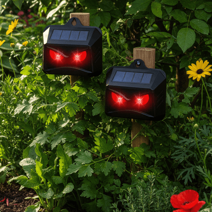 ECOREPEL – 2-Piece Set Solar Ultrasonic Animal Repellent for Garden & Outdoors