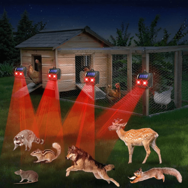 ECOREPEL – 2-Piece Set Solar Ultrasonic Animal Repellent for Garden & Outdoors