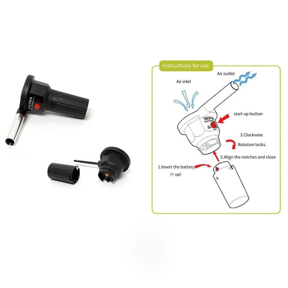 Portable Grill Blower - Portable aluminium fire bellows for quick lighting
