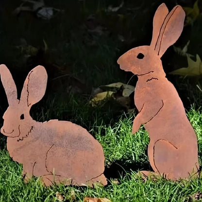 SPRINGBUN – Rustic garden stake made of metal in rabbit shape for rural garden decoration