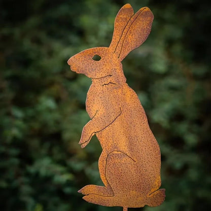 SPRINGBUN – Rustic garden stake made of metal in rabbit shape for rural garden decoration