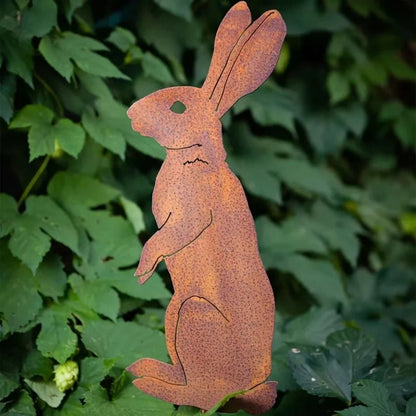 SPRINGBUN – Rustic garden stake made of metal in rabbit shape for rural garden decoration