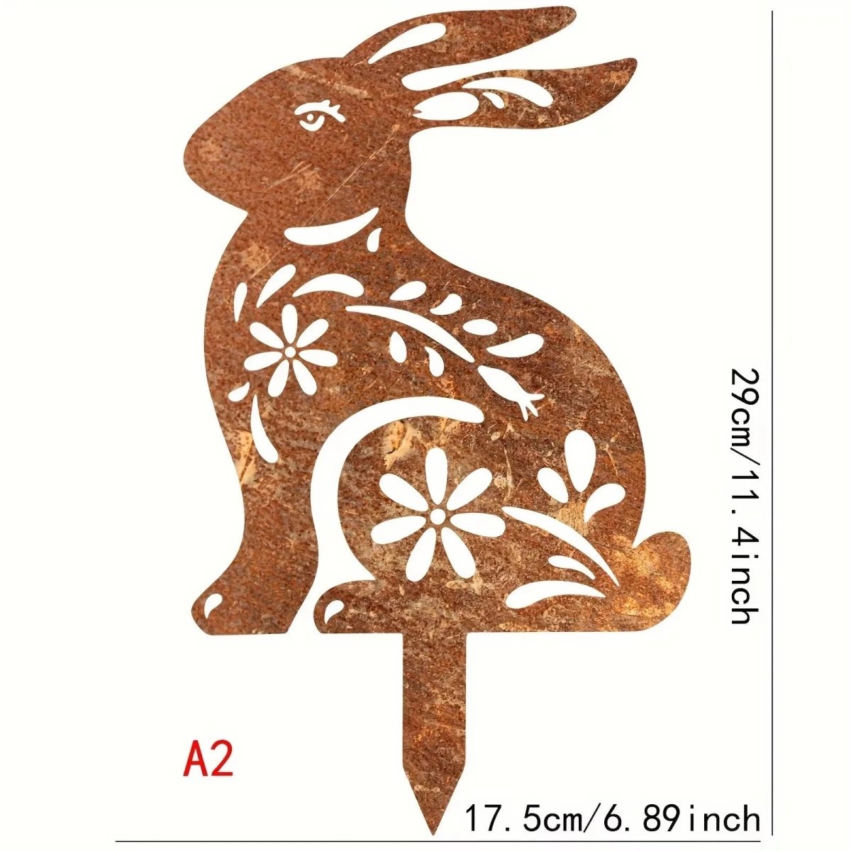 SPRINGBUN – Rustic garden stake made of metal in rabbit shape for rural garden decoration