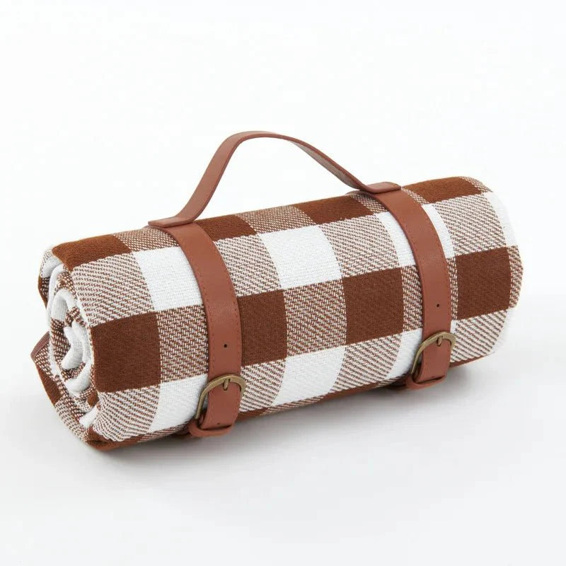PICSTYLE – Waterproof Checkered Picnic Blanket with Practical Carry Strap
