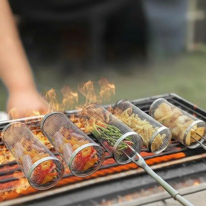 GRILLCRAFT – Rotating Stainless Steel BBQ Basket for Even Cooking