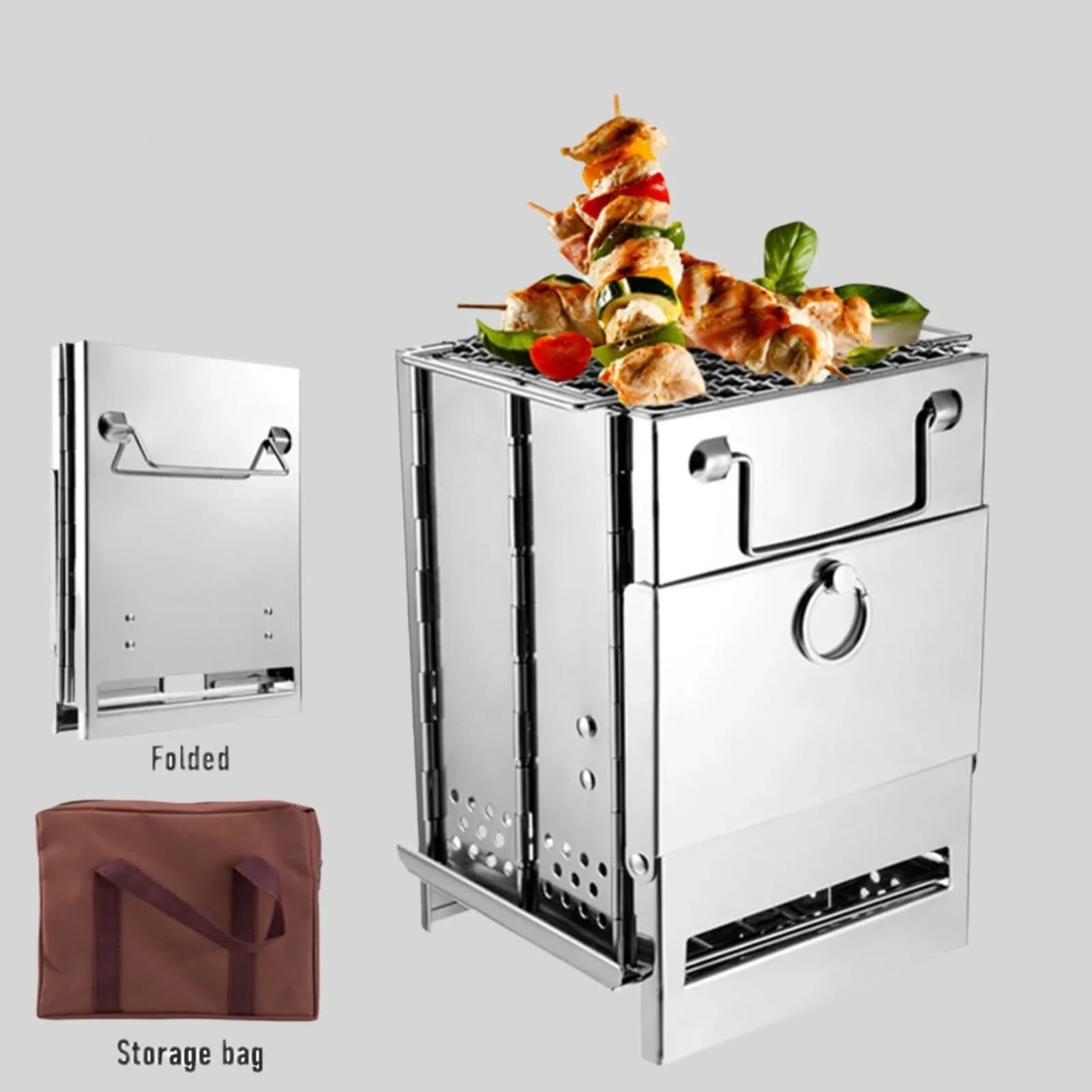 EcoCamp – Foldable Stainless Steel Wood Stove for Outdoor Use