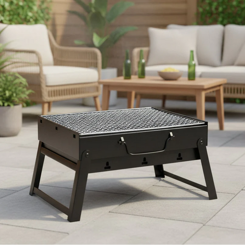 CAMPFLARE – Stainless Steel Charcoal Grill for Compact Outdoor Grilling