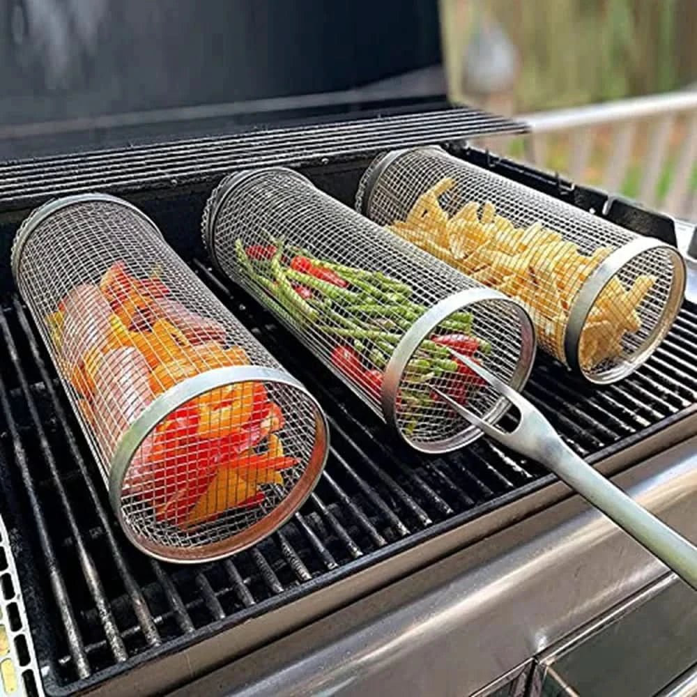 GRILLCRAFT – Rotating Stainless Steel BBQ Basket for Even Cooking