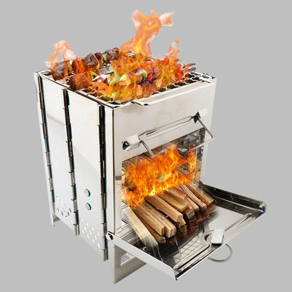 EcoCamp – Foldable Stainless Steel Wood Stove for Outdoor Use