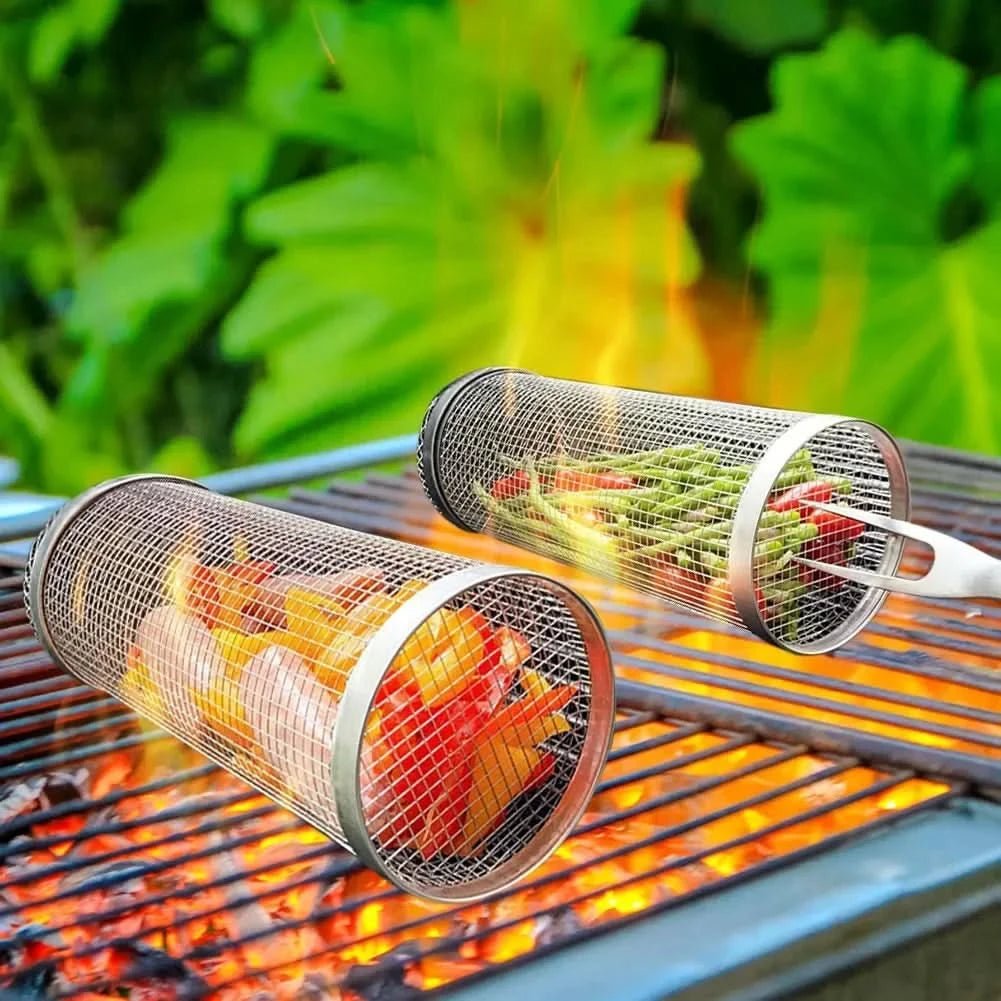 GRILLCRAFT – Rotating Stainless Steel BBQ Basket for Even Cooking