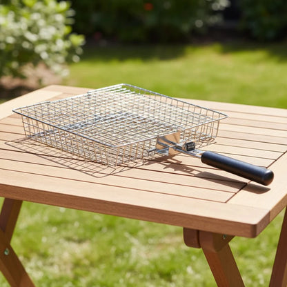 GRILLBASK – Portable Stainless Steel Grill Basket for Fish & Vegetables