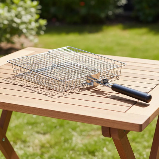 GRILLBASK – Portable Stainless Steel Grill Basket for Fish & Vegetables