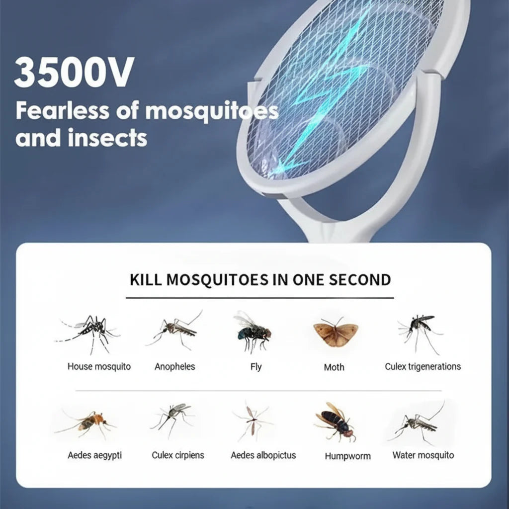 ZapGuard – 5-in-1 Electric Mosquito Swatter with LED