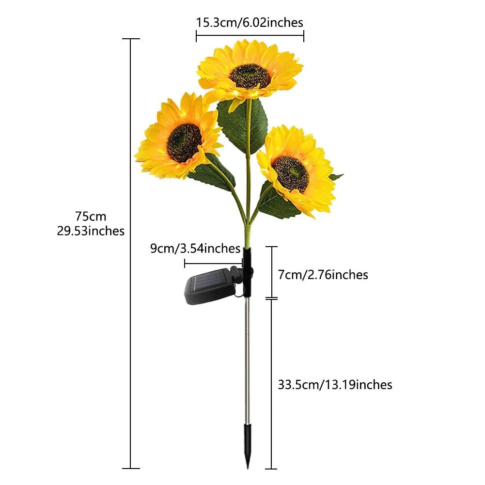 Waterproof solar lamp in sunflower model for garden and outdoor areas - Automatic lighting