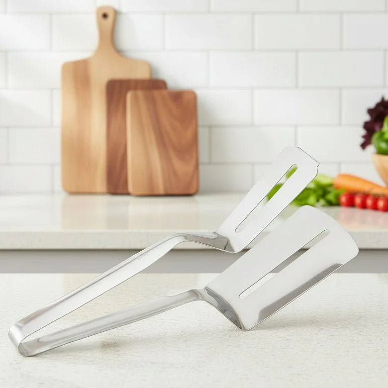 CLAMPSPAT – Stainless Steel Spatula Tongs for BBQ & Kitchen
