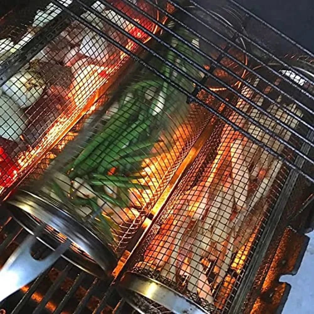 GRILLCRAFT – Rotating Stainless Steel BBQ Basket for Even Cooking