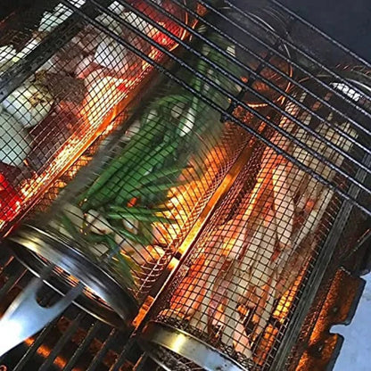 GRILLCRAFT – Rotating Stainless Steel BBQ Basket for Even Cooking