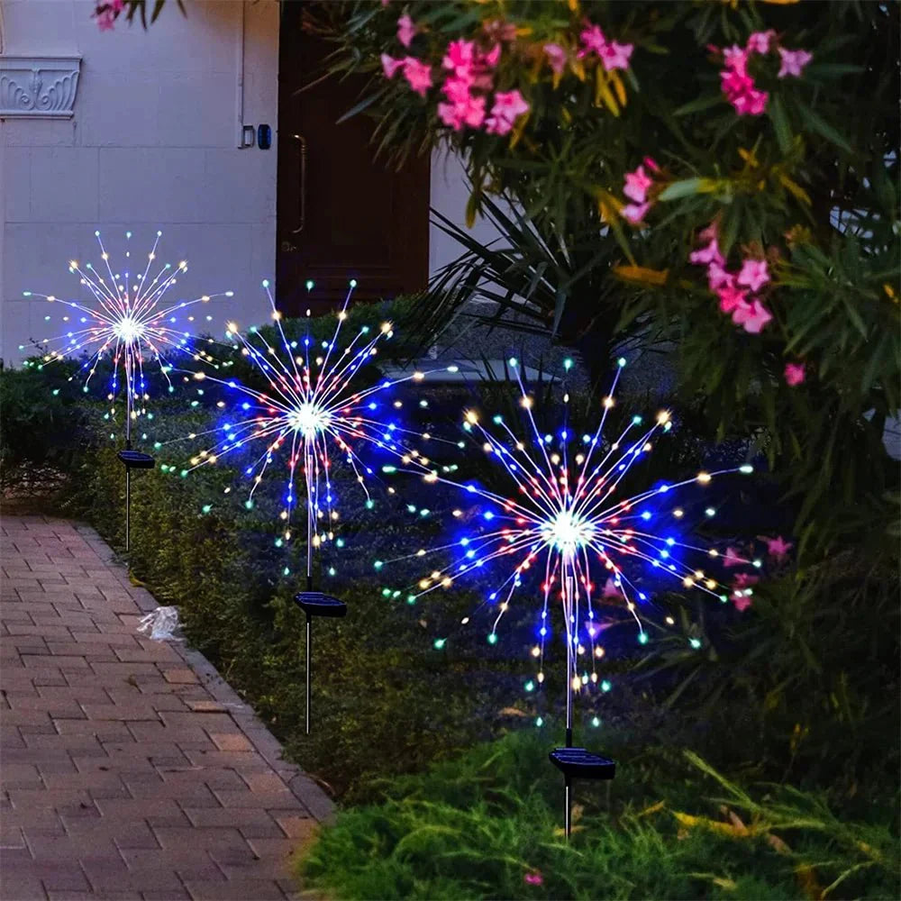 Solar garden lamp - Elegant LED firework lights for outdoor areas, IP65, solar-powered lighting