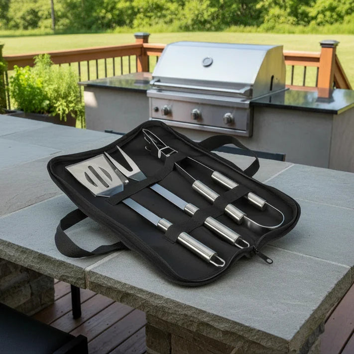 GrillMaster Pro – Stainless Steel Barbecue Tool Set for Outdoors