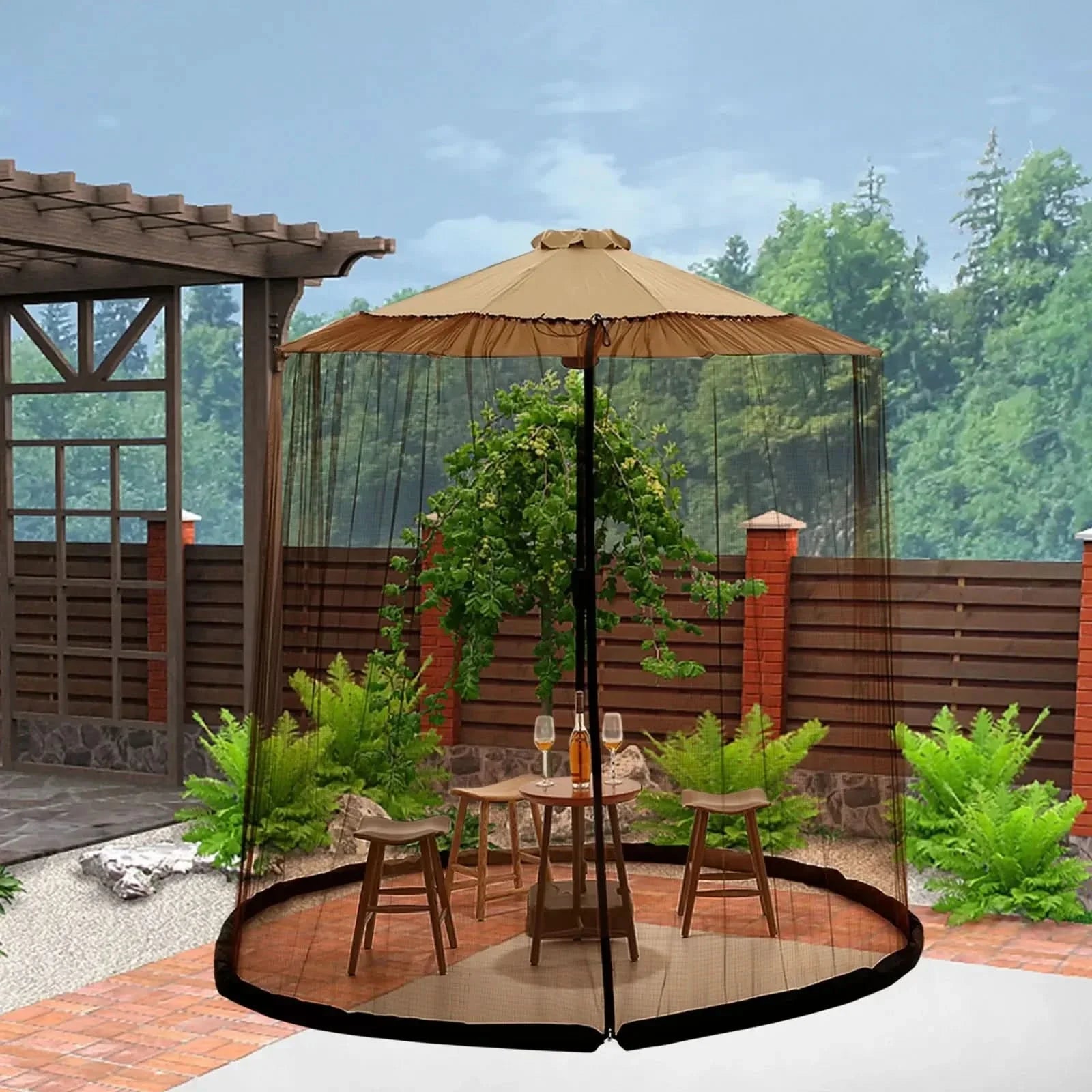 EcoShield Mosquito Net - Mosquito net for parasols up to 4m with zip fastener