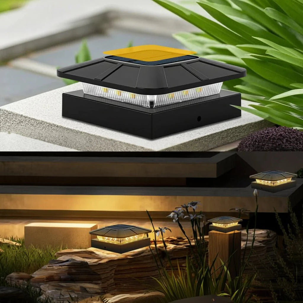 BRIGHTPOLE – Solar Post Lights with 3 Color Modes for Garden & Terrace