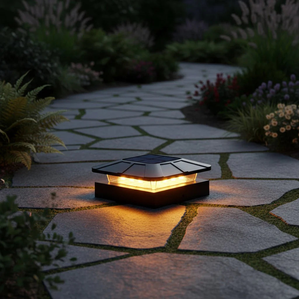 BRIGHTPOLE – Solar Post Lights with 3 Color Modes for Garden & Terrace