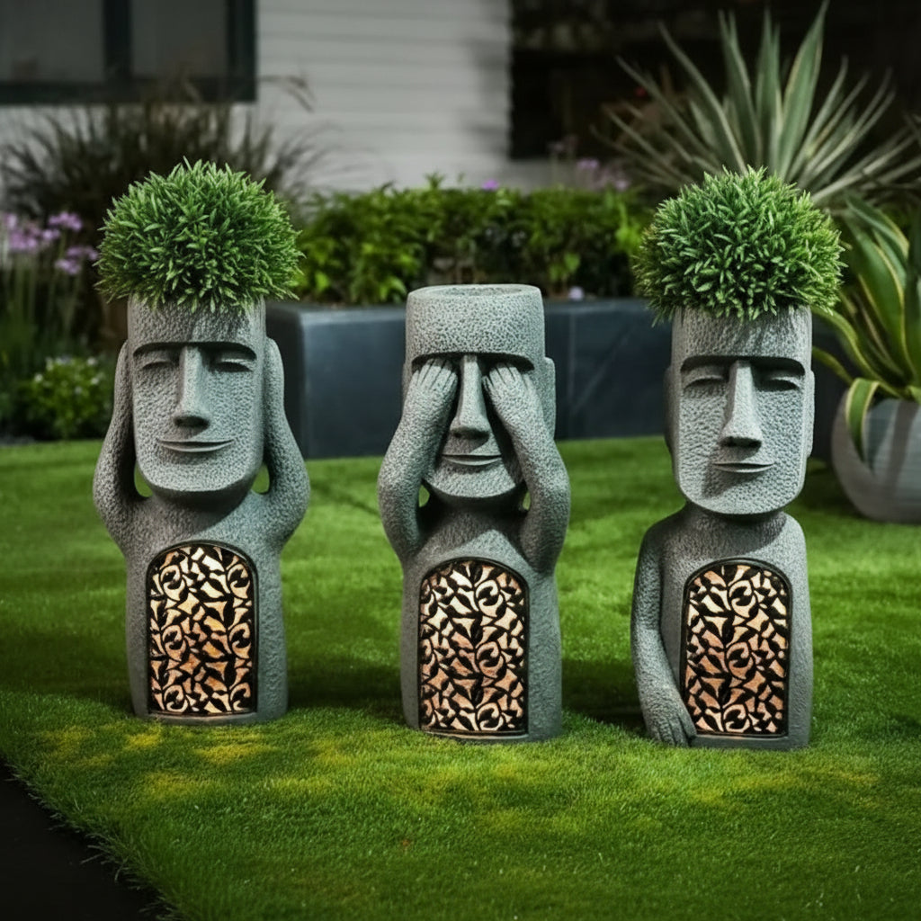 Magical Trio - solar resin garden statues for an enchanting atmosphere