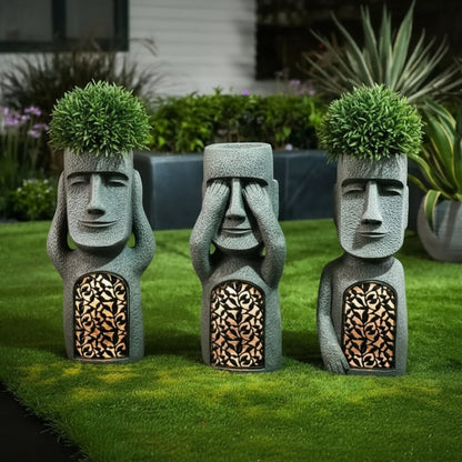 Magical Trio - solar resin garden statues for an enchanting atmosphere