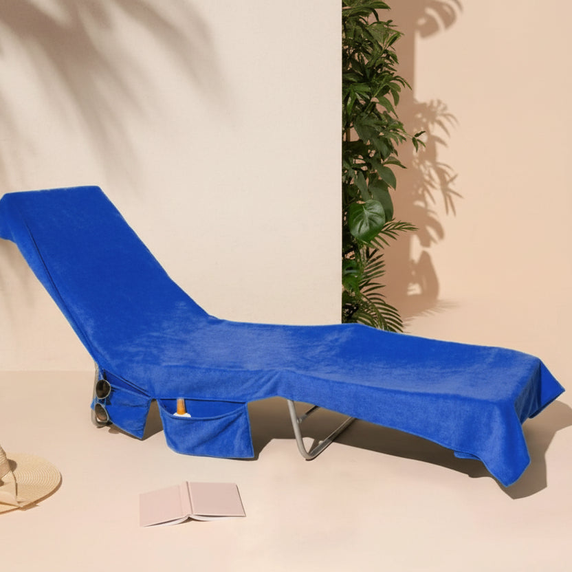 SUNLOUNGE TOWEL - Towel with pockets & non-slip grip for deckchairs