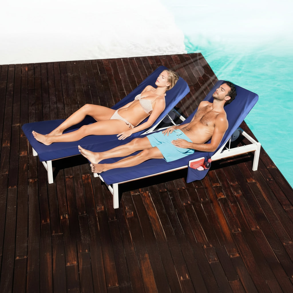 SUNLOUNGE TOWEL - Towel with pockets & non-slip grip for deckchairs