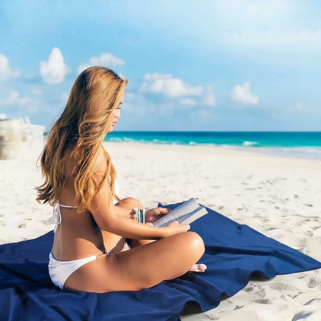 SUNLOUNGE TOWEL - Towel with pockets & non-slip grip for deckchairs