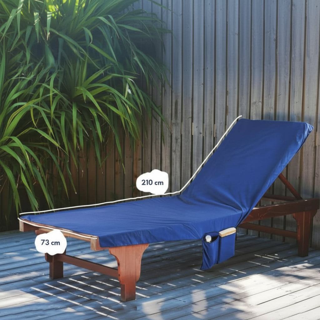SUNLOUNGE TOWEL - Towel with pockets & non-slip grip for deckchairs