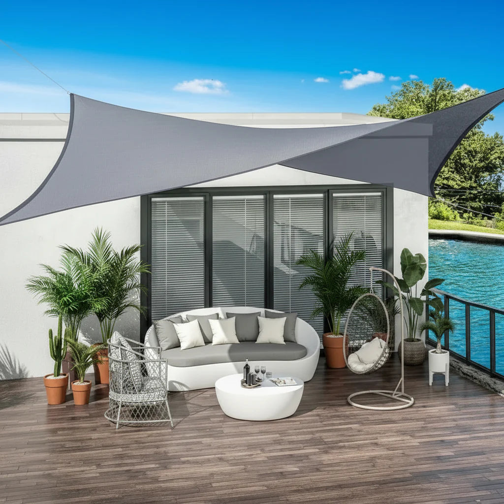 Waterproof awning for outdoor use - effective protection from sun and rain