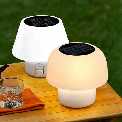 SOLARAURA – portable solar table lamp with 4 modes & IP64 protection for outdoor and camping