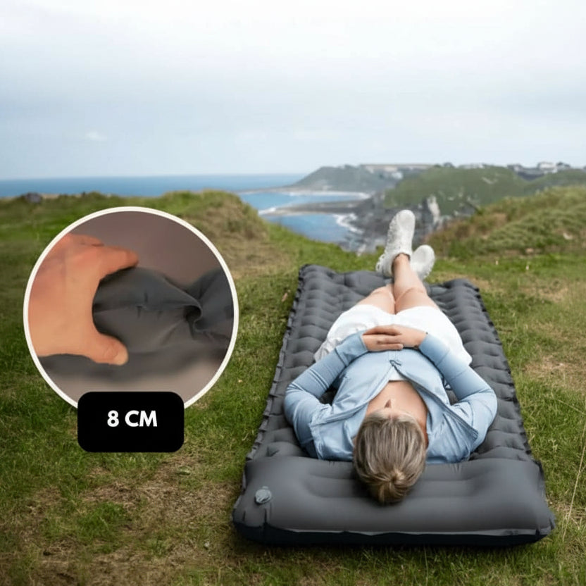 AirTrek Mat - Inflatable camping mattress with foot pump & ergonomic design