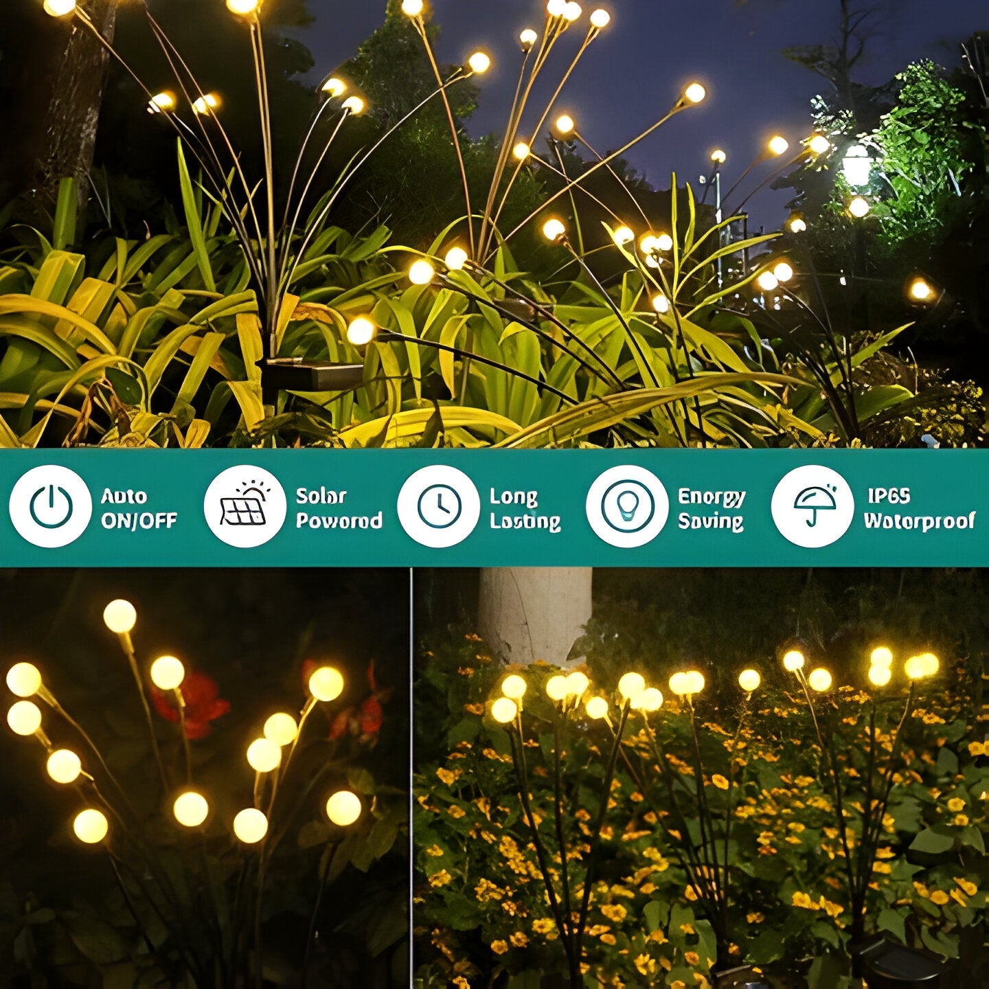 Lampes de jardin solaires effet luciole