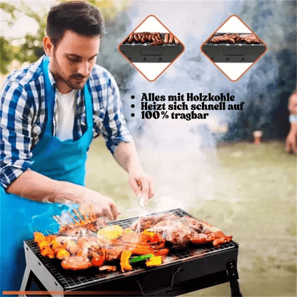 CAMPFLARE – Stainless Steel Charcoal Grill for Compact Outdoor Grilling
