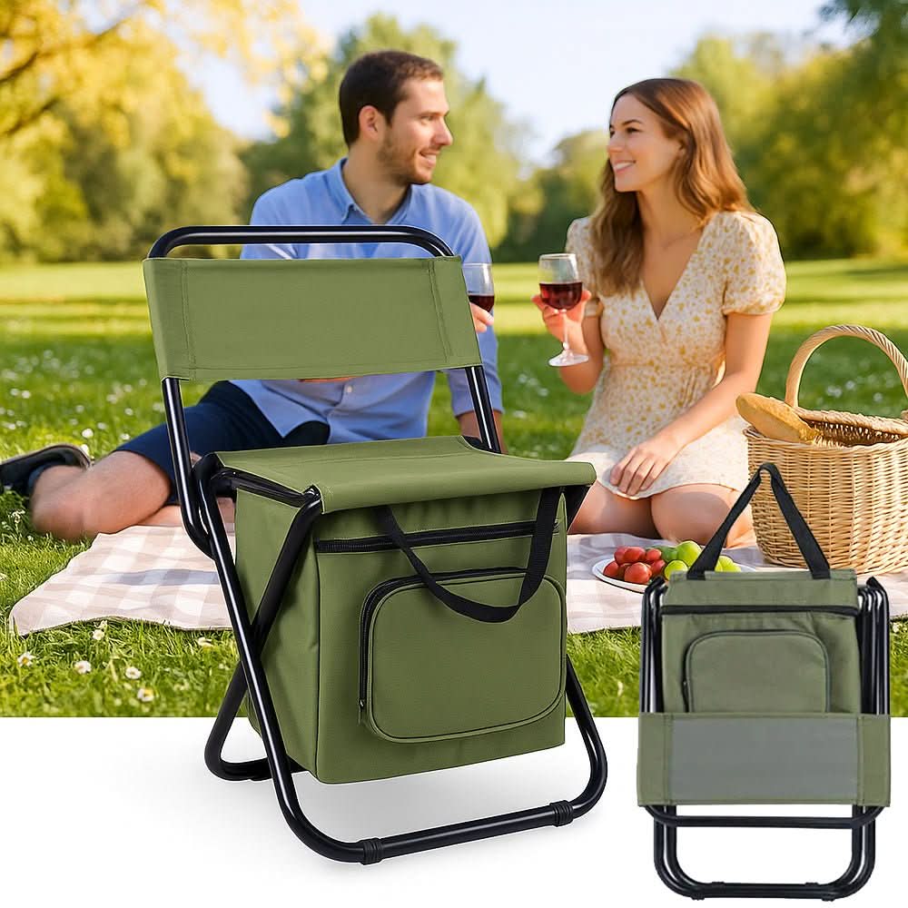 COOLCAMP CHAIR - Folding chair with backrest & integrated cool bag