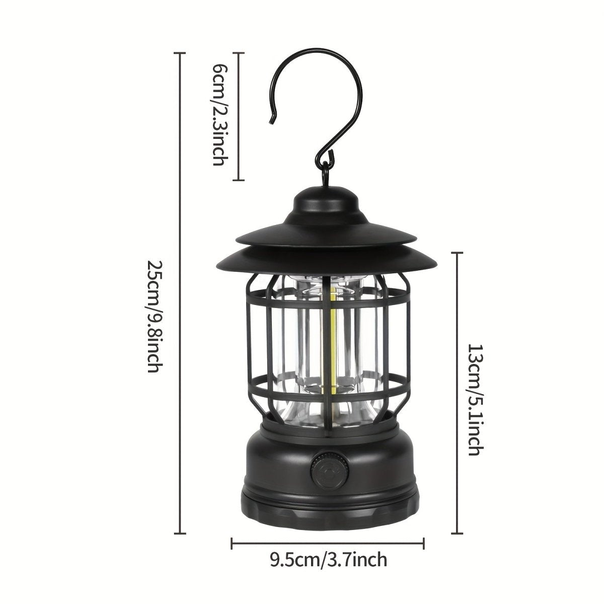 Lanterne de camping à luminosité réglable et commande tactile, batterie rechargeable 6 heures