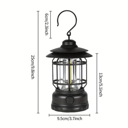 Lanterne de camping à luminosité réglable et commande tactile, batterie rechargeable 6 heures