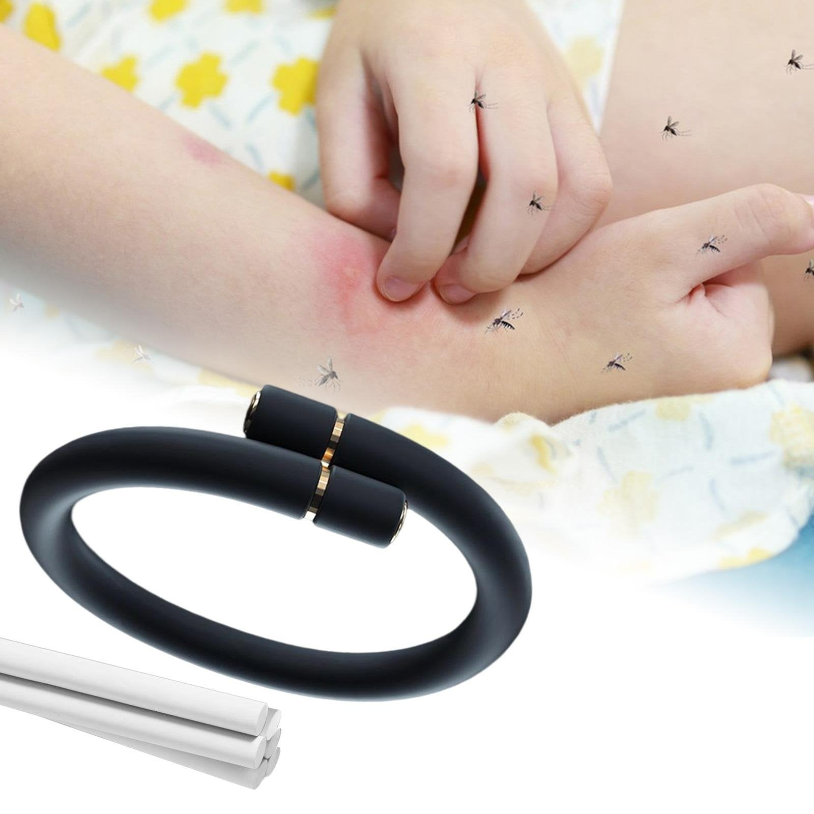 Bracelet répulsif anti-moustiques rechargeable à technologie d'ondes silencieuses et 3 modes de fréquence